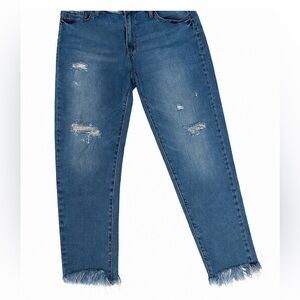 Fashion Nova plus size jeans distressed jeans raw hem 3x mid rise jeans